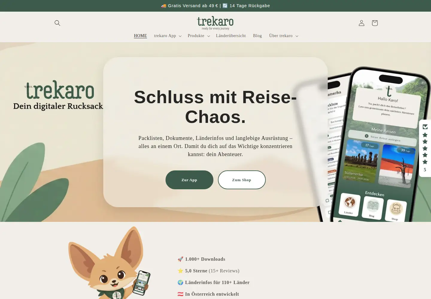 Captured homepage of trekaro.com in the current scan