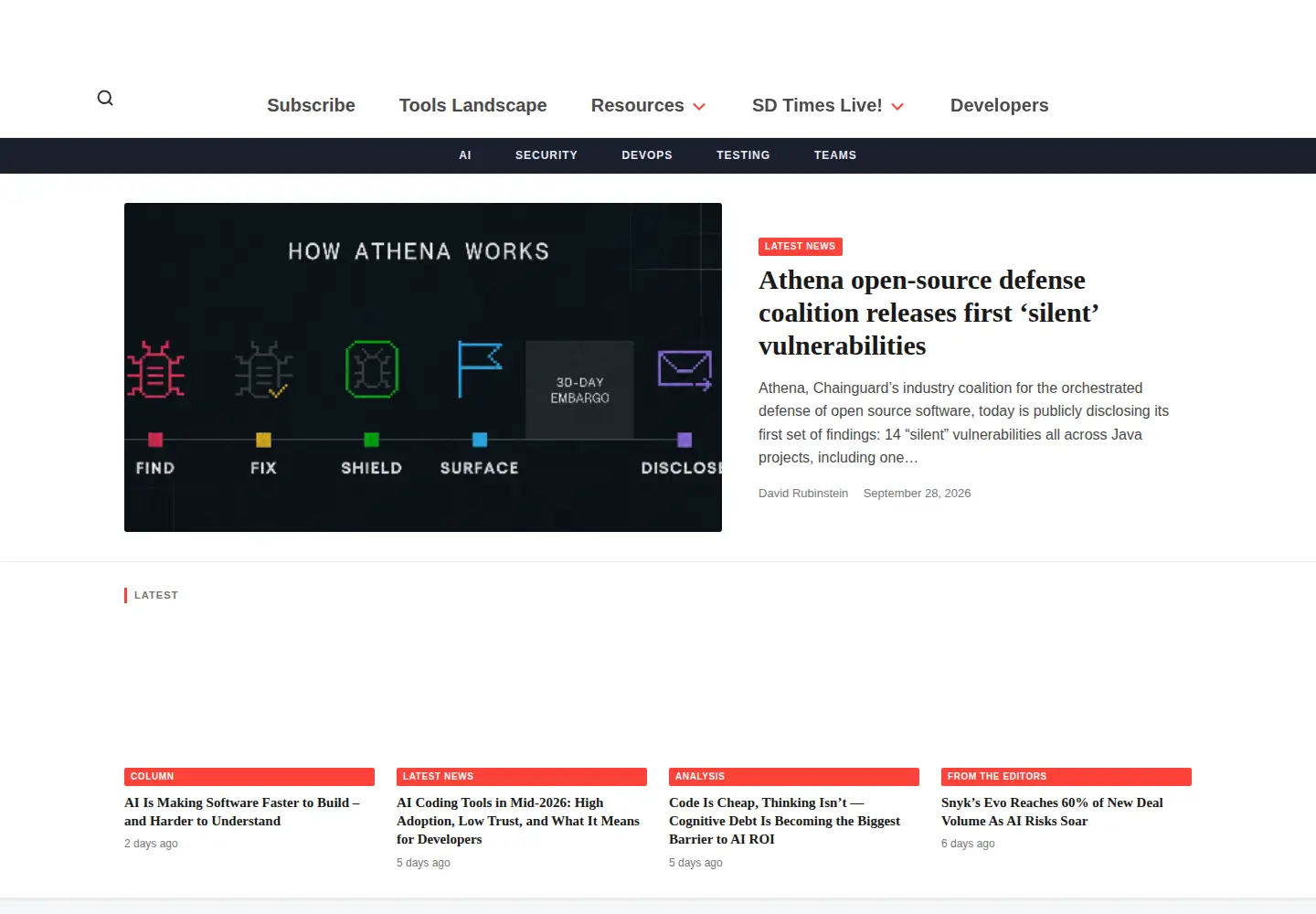 Screenshot of sdtimes.com