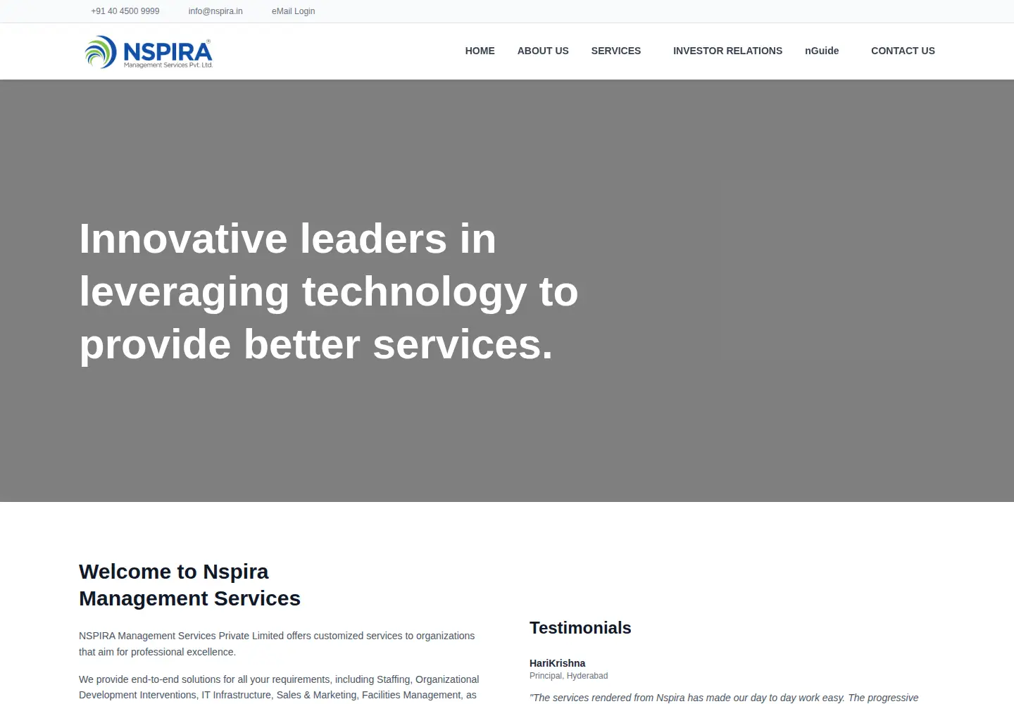 Screenshot of nspira.in