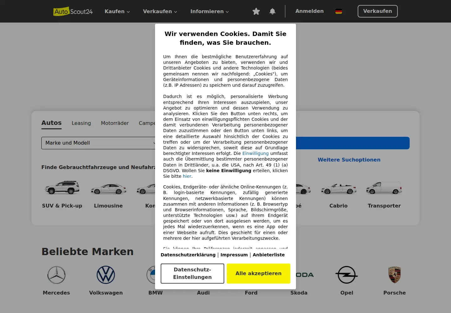 Screenshot of autoscout24.de