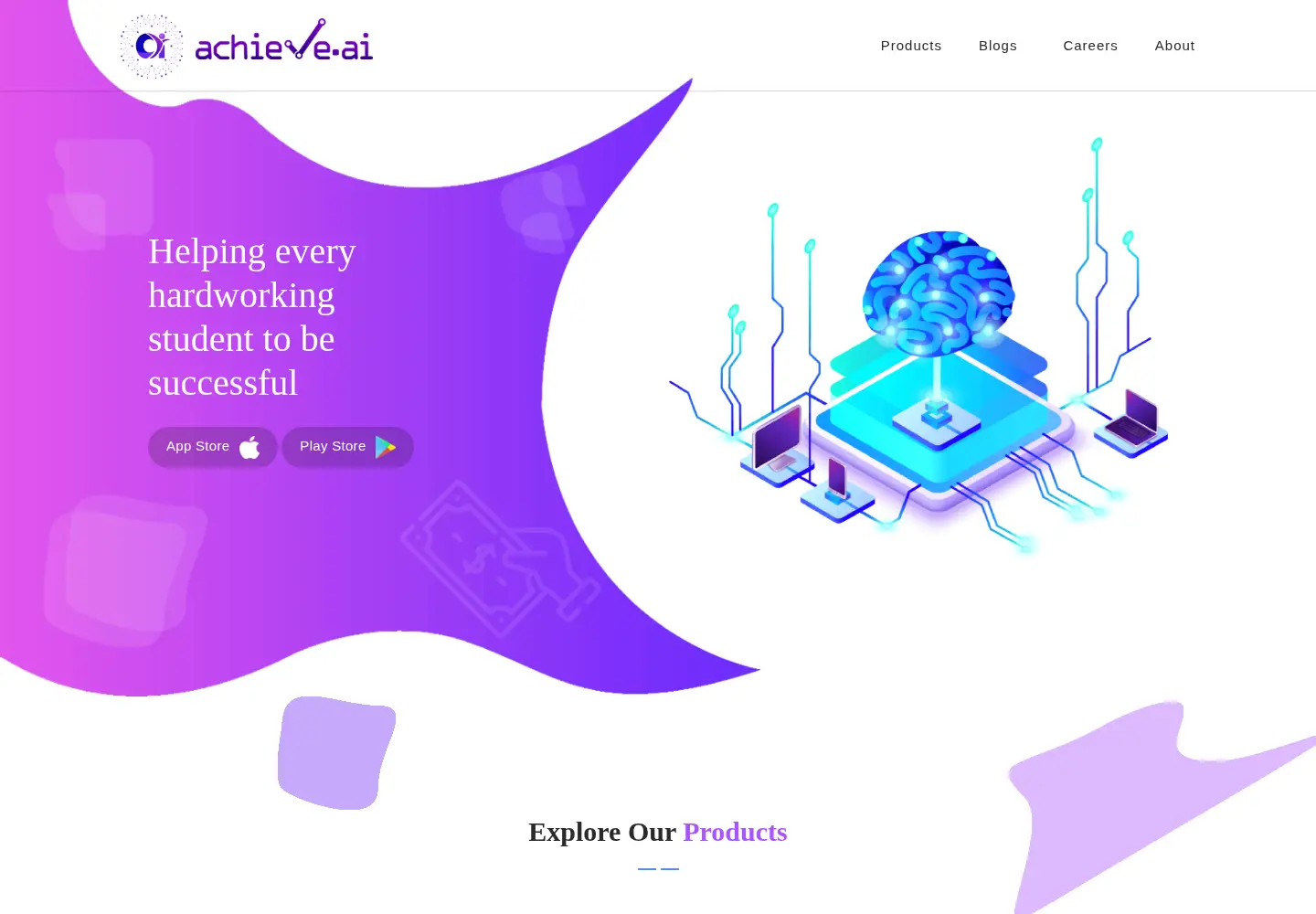 Captured homepage of achieve.ai in the current scan