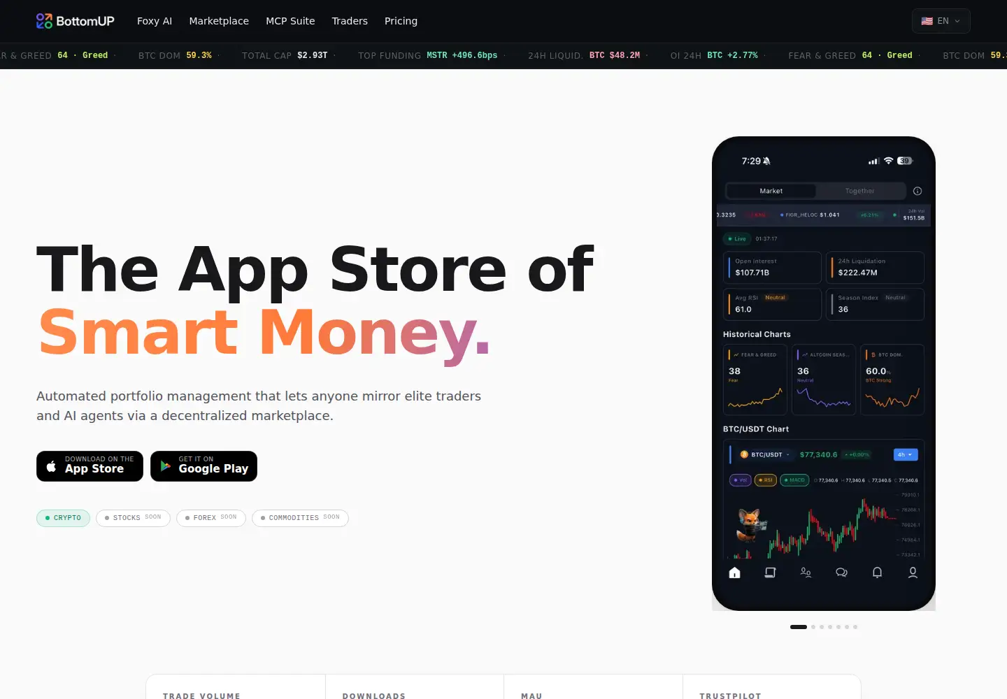 Screenshot of bottomup.app