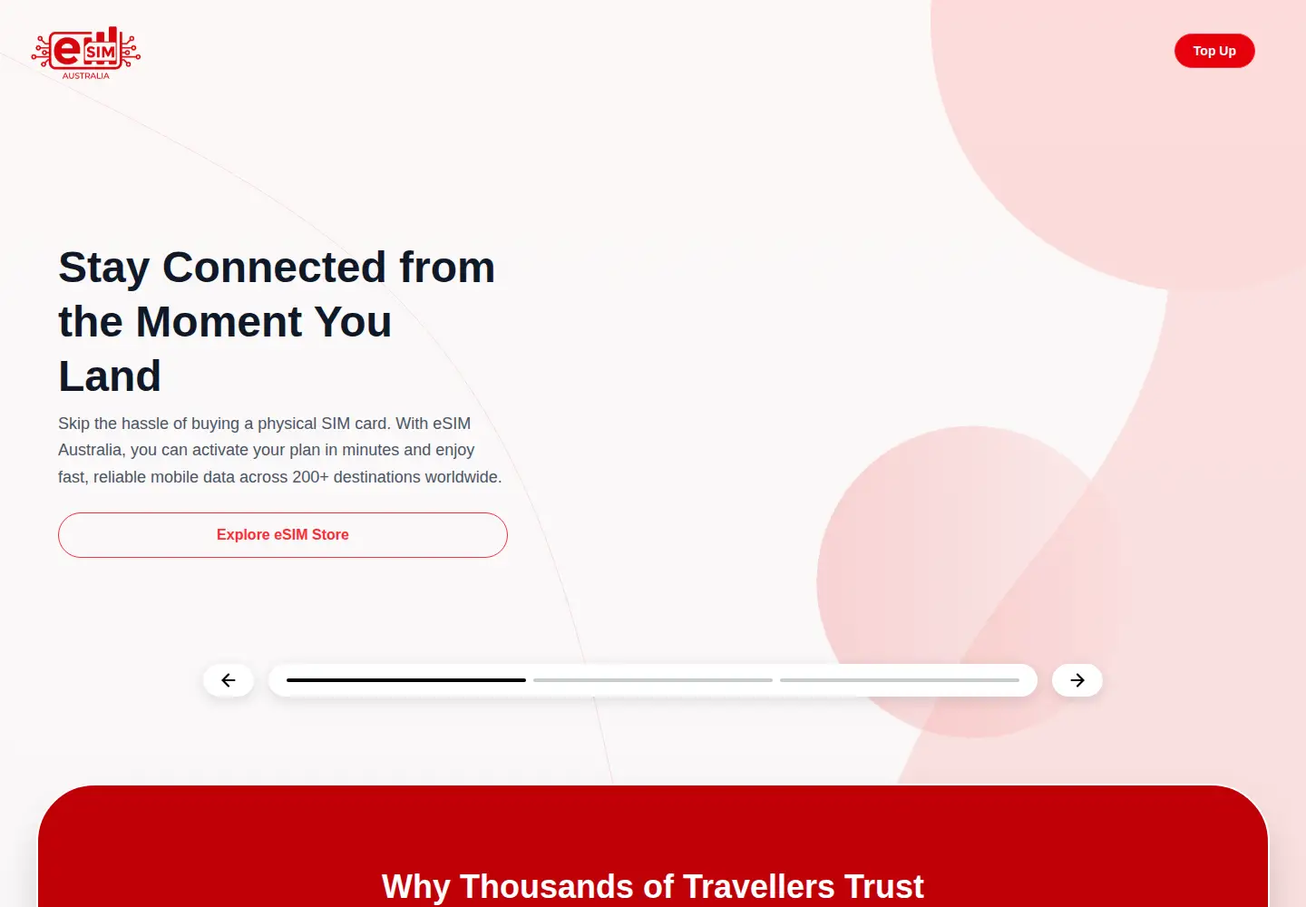 Captured homepage of esim.com.au in the current scan
