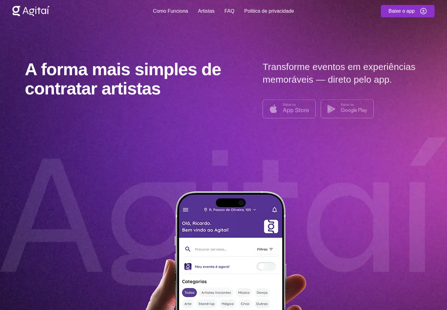 Captured homepage of agitai.com.br in the current scan
