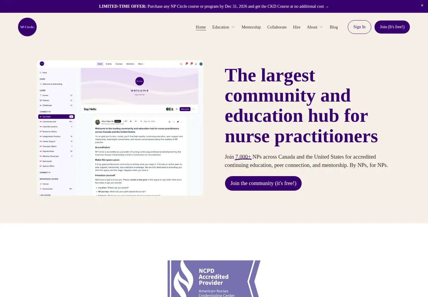 Screenshot of npcircle.ca