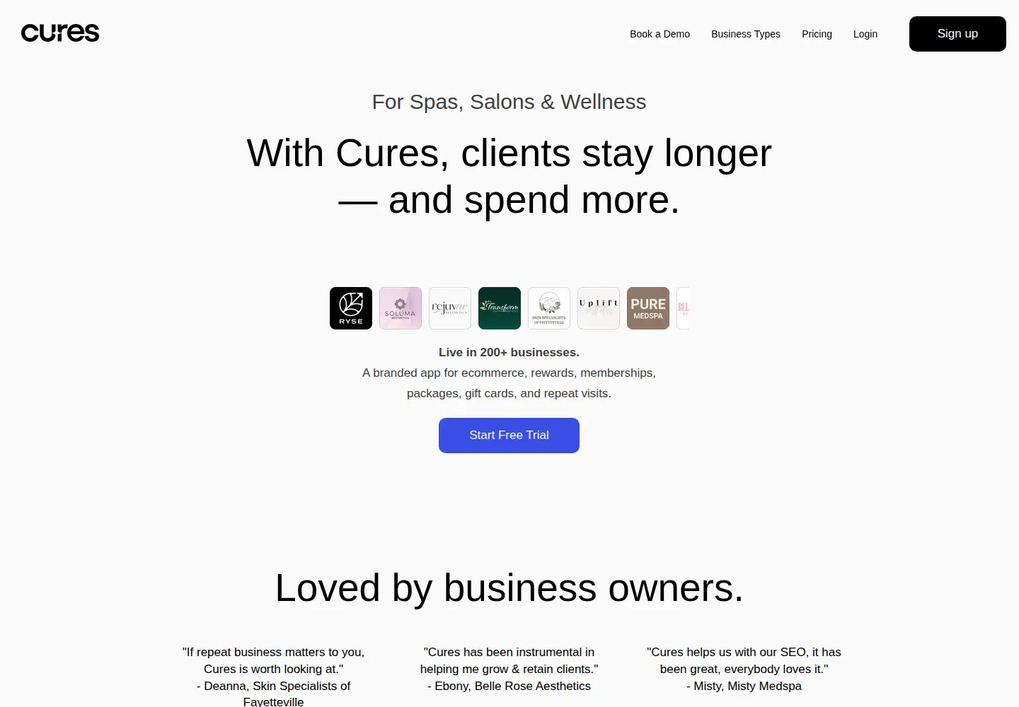Captured homepage of cures.co in the current scan
