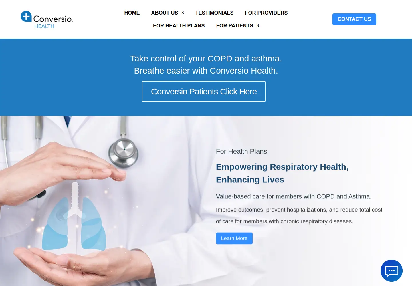 Captured homepage of conversiohealth.com in the current scan