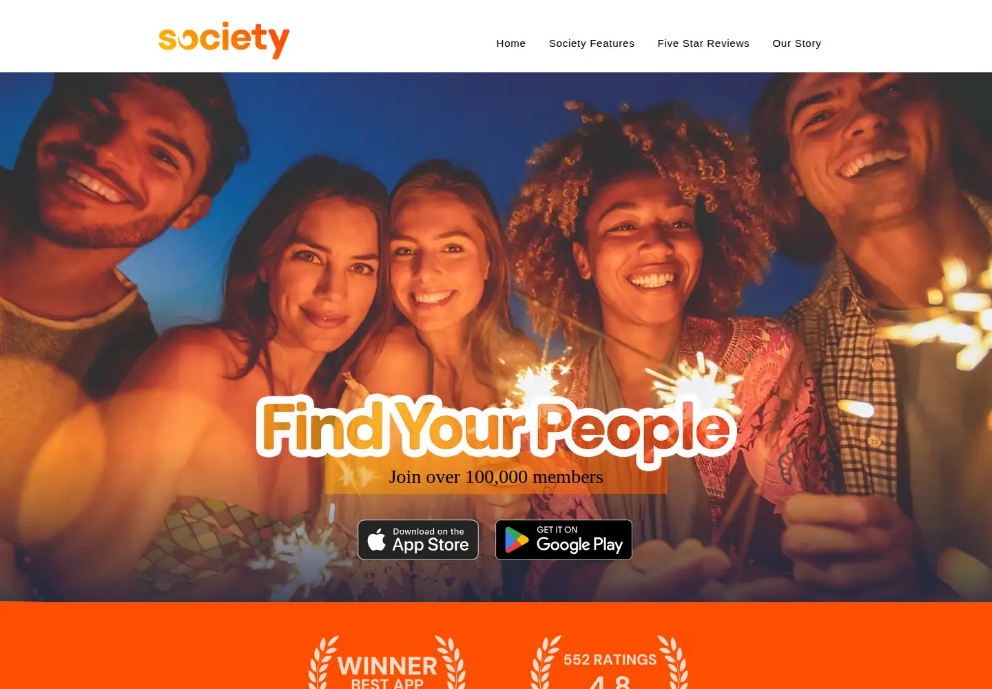 Captured homepage of createyoursociety.com in the current scan
