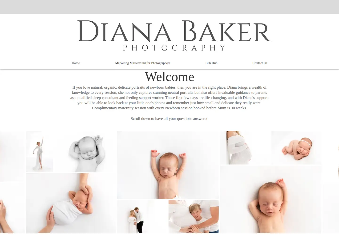 Screenshot of dianabakerphotography.com