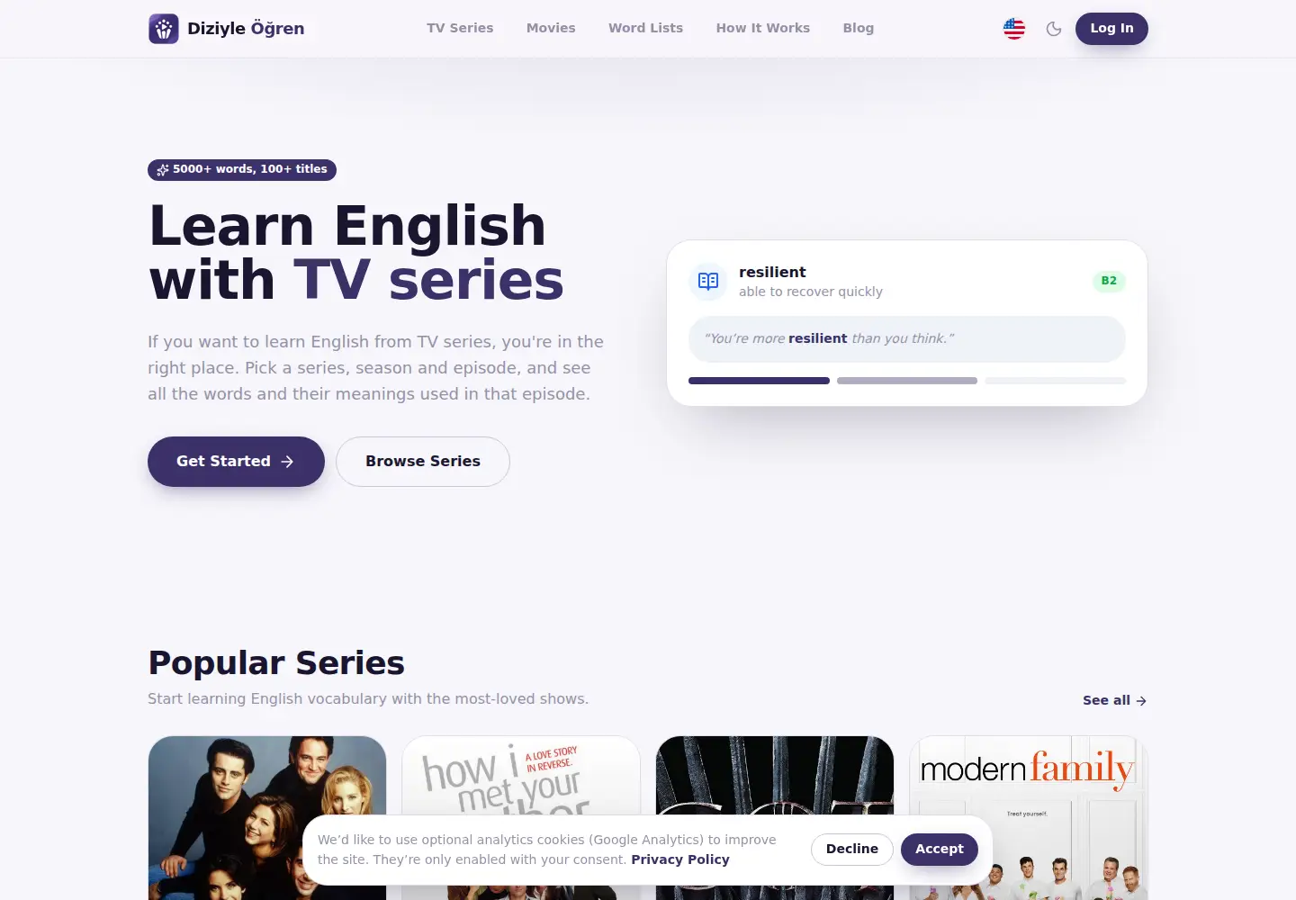 Screenshot of diziyleogren.com