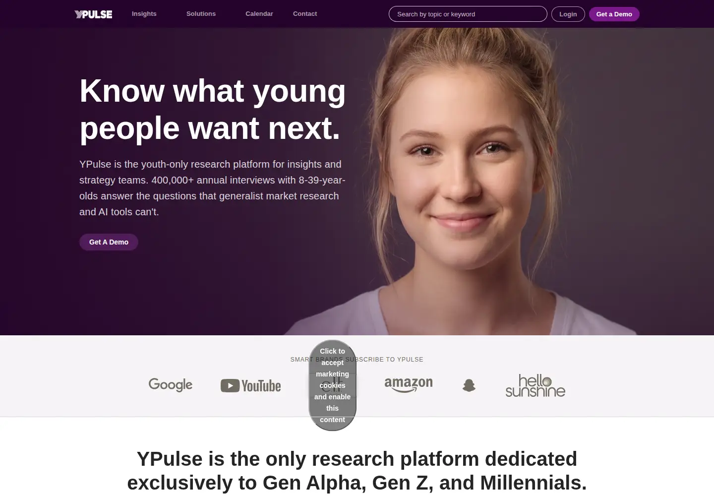 Screenshot of ypulse.com