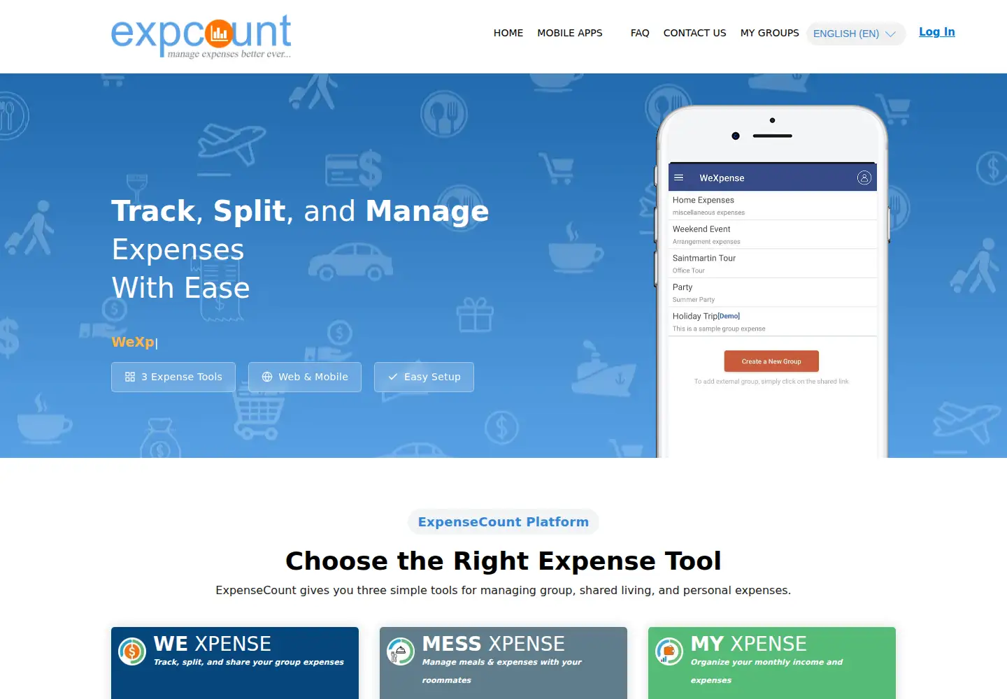 Screenshot of expensecount.com