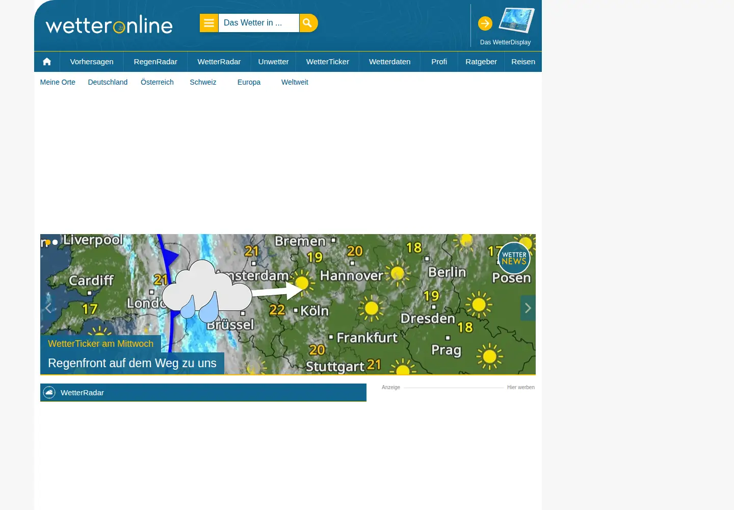 Screenshot of wetteronline.de