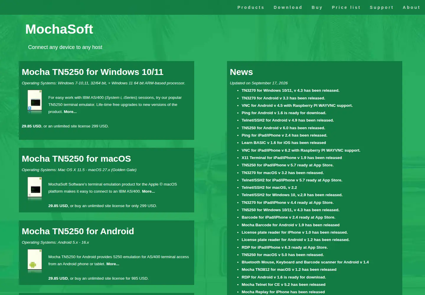 Screenshot of mochasoft.com