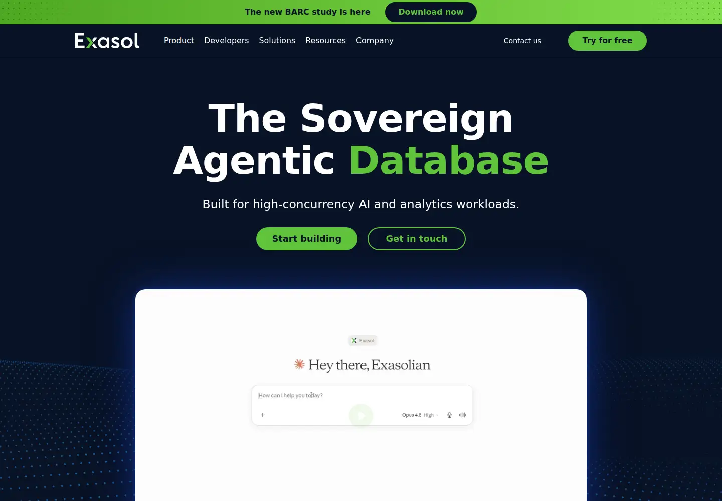 Screenshot of exasol.com