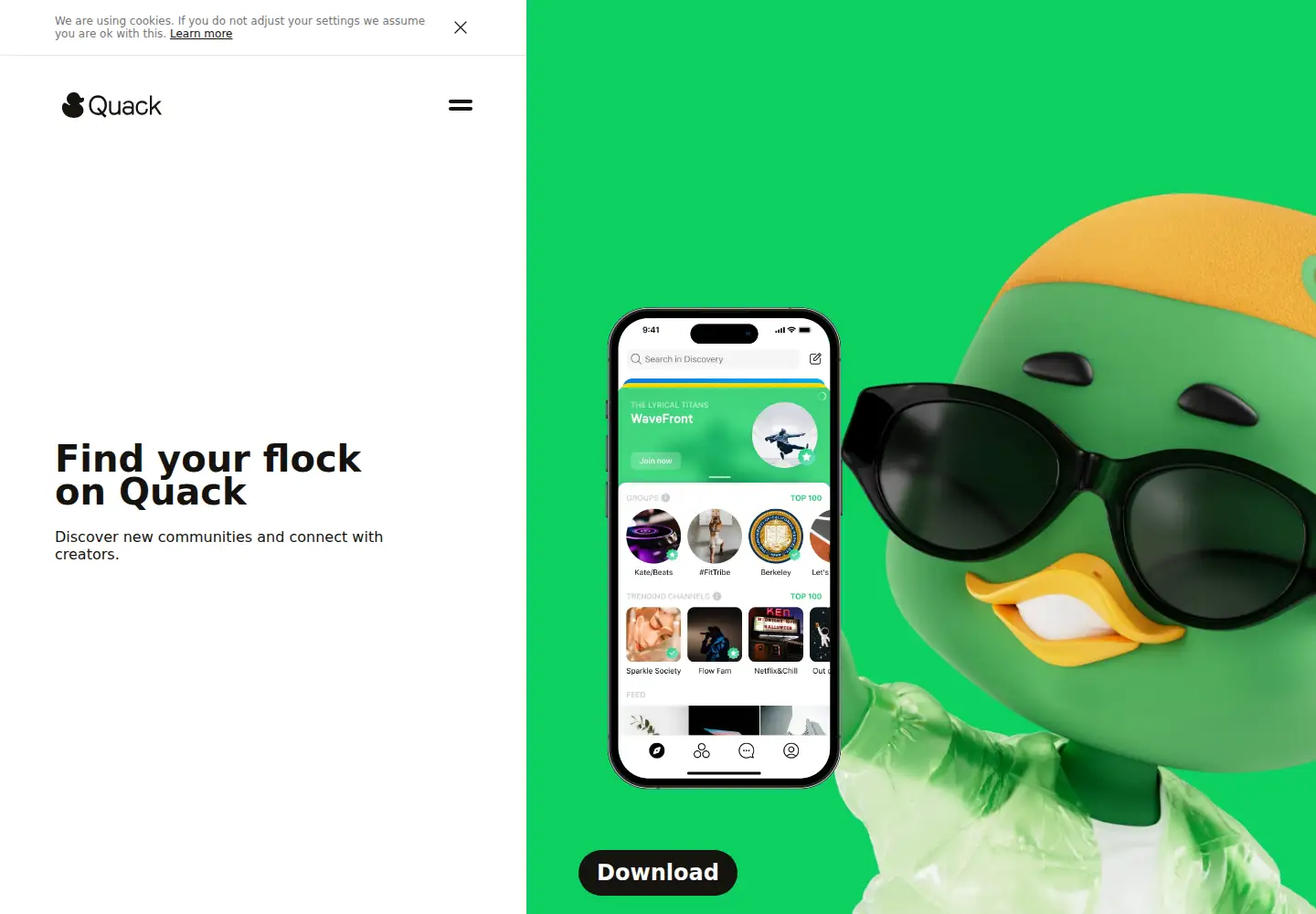 Captured homepage of quackapp.com in the current scan