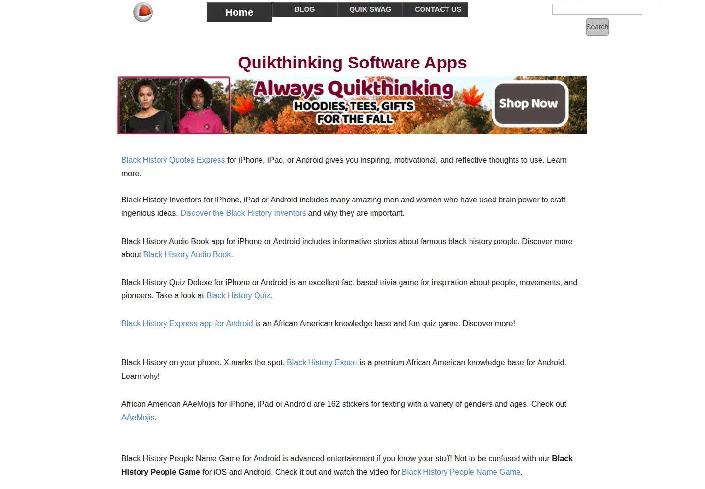 Captured homepage of quikthinking.com in the current scan