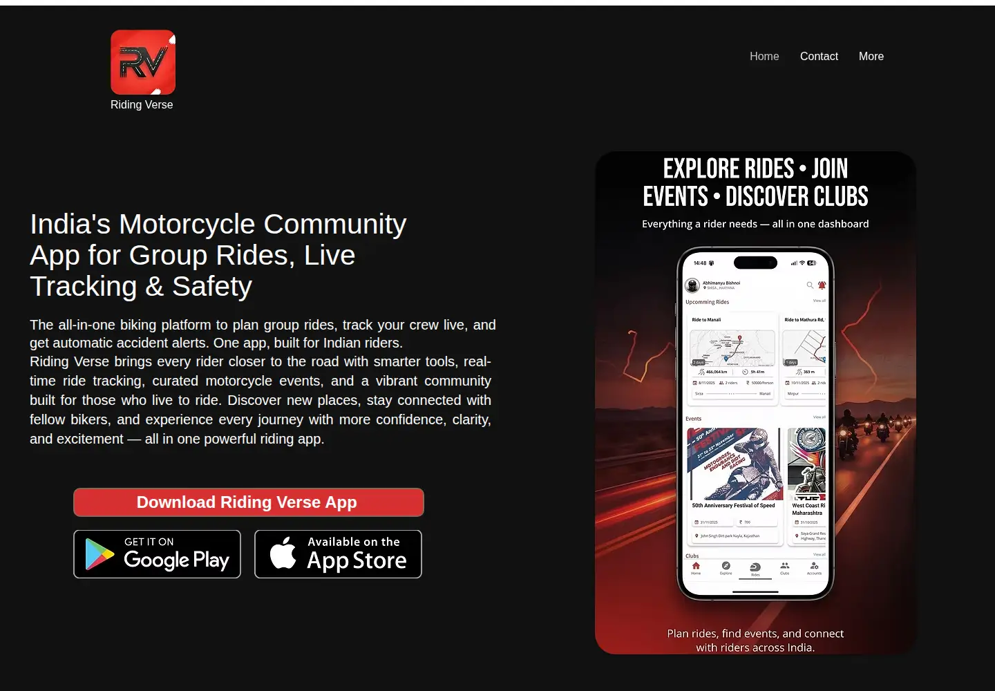 Captured homepage of ridingverse.com in the current scan