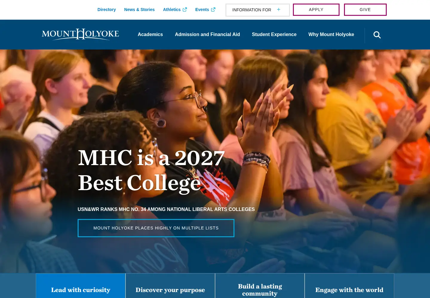Screenshot of mtholyoke.edu