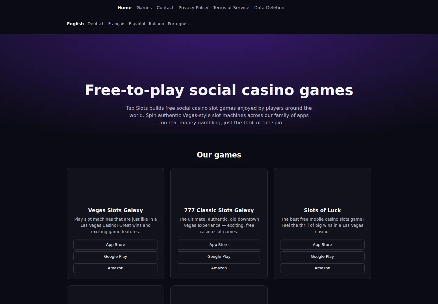 Captured homepage of tapslots.com in the current scan