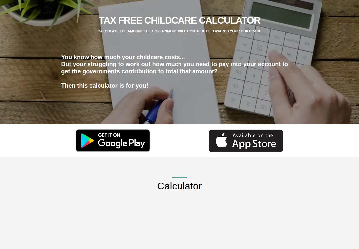 Screenshot of taxfreechildcarecalculator.com