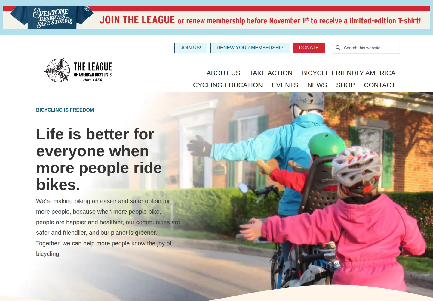 Screenshot of bikeleague.org