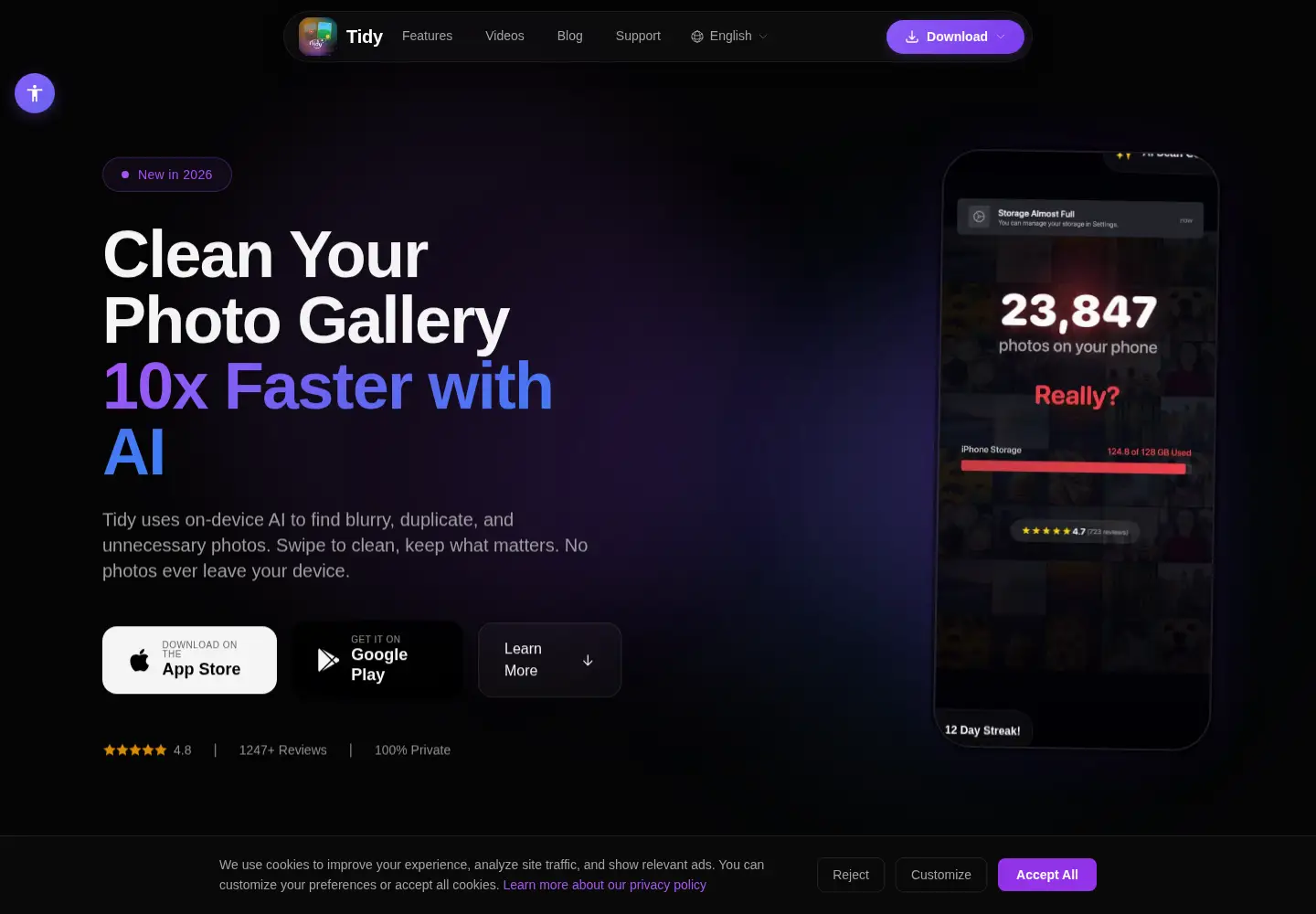 Screenshot of tidy.gallery
