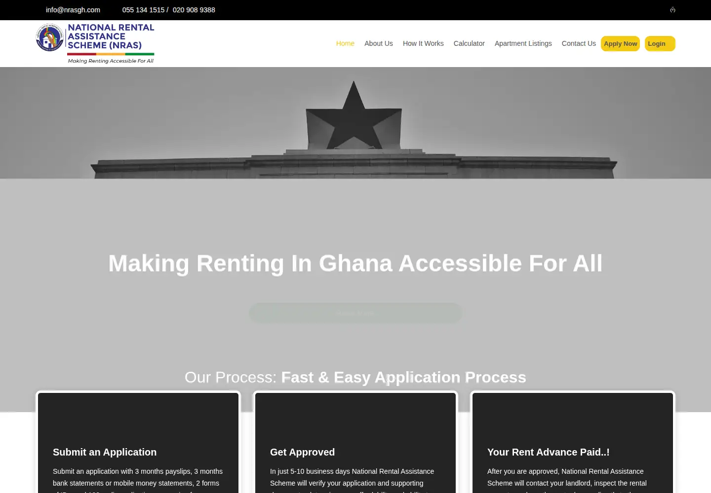 Captured homepage of nras.gov.gh in the current scan