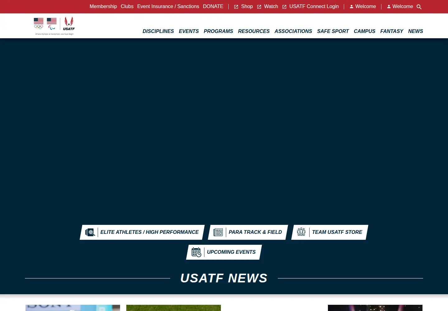 Screenshot of usatf.org