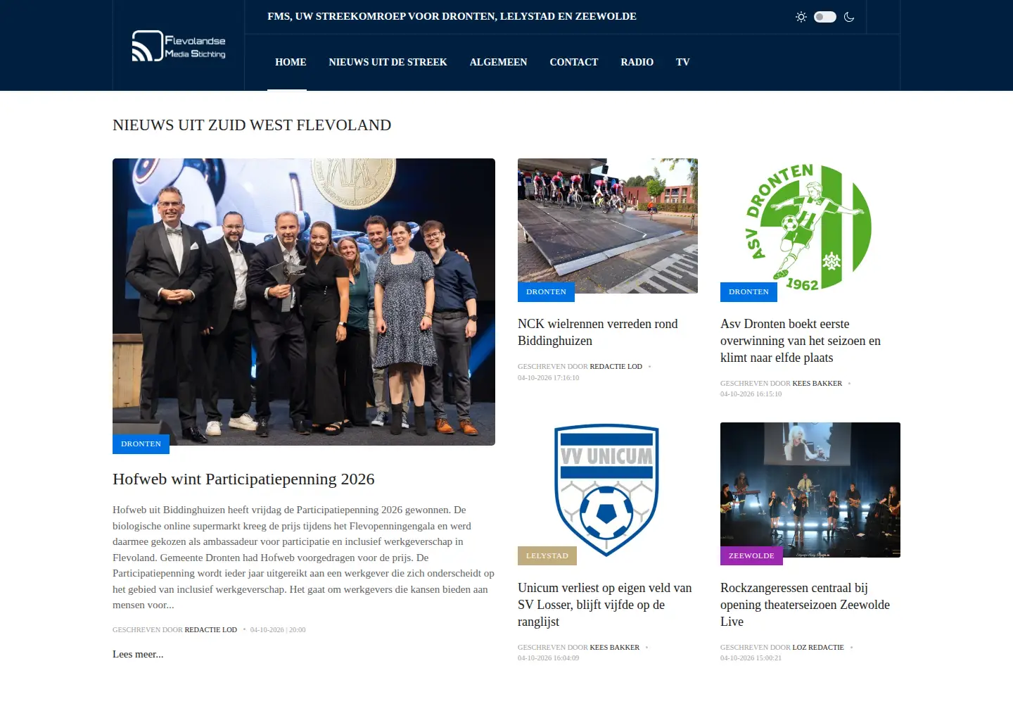 Captured homepage of flevo.media in the current scan