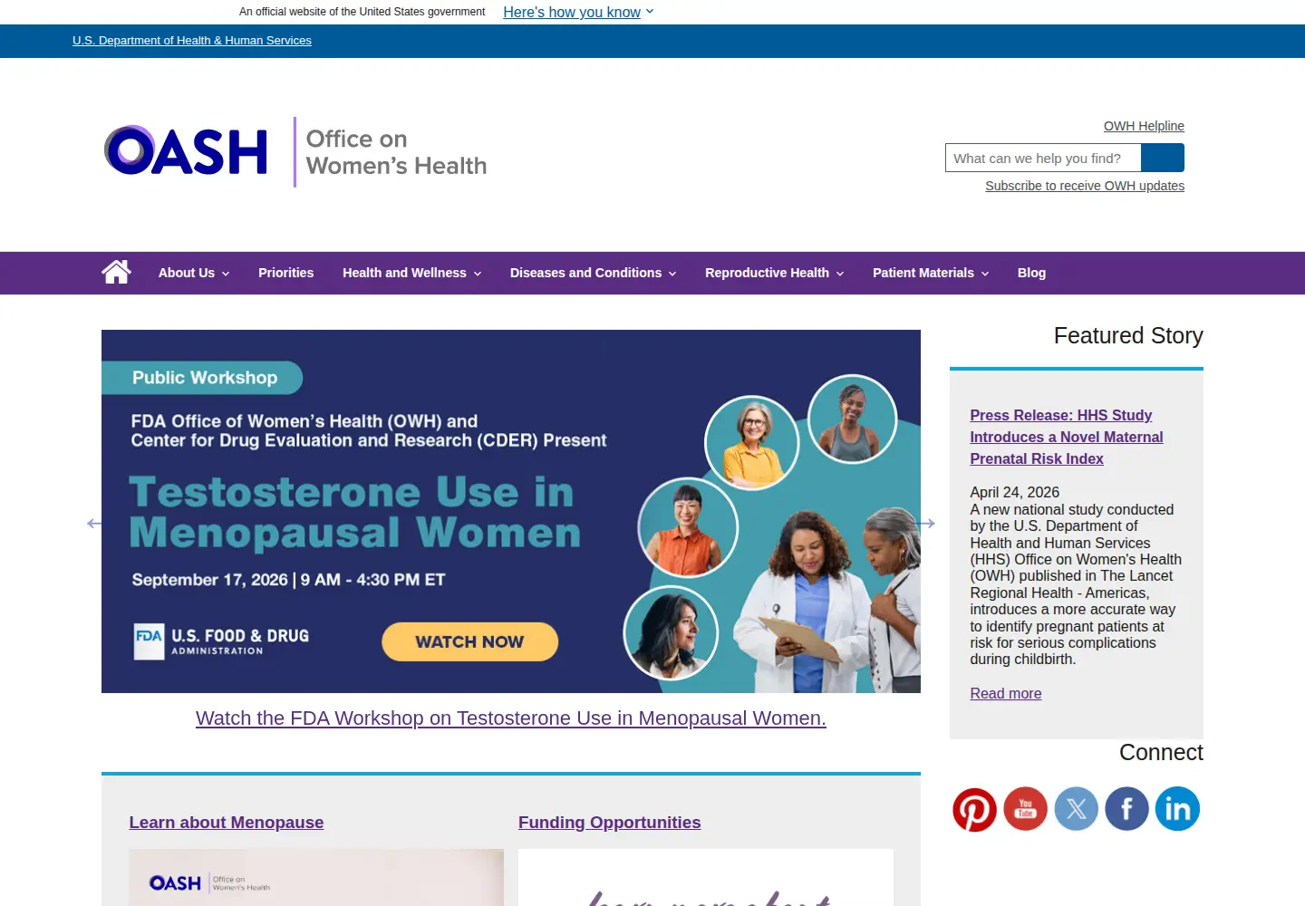 Screenshot of womenshealth.gov