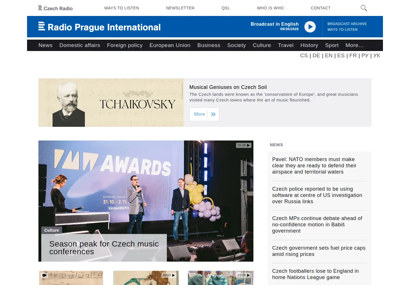 Screenshot of radio.cz