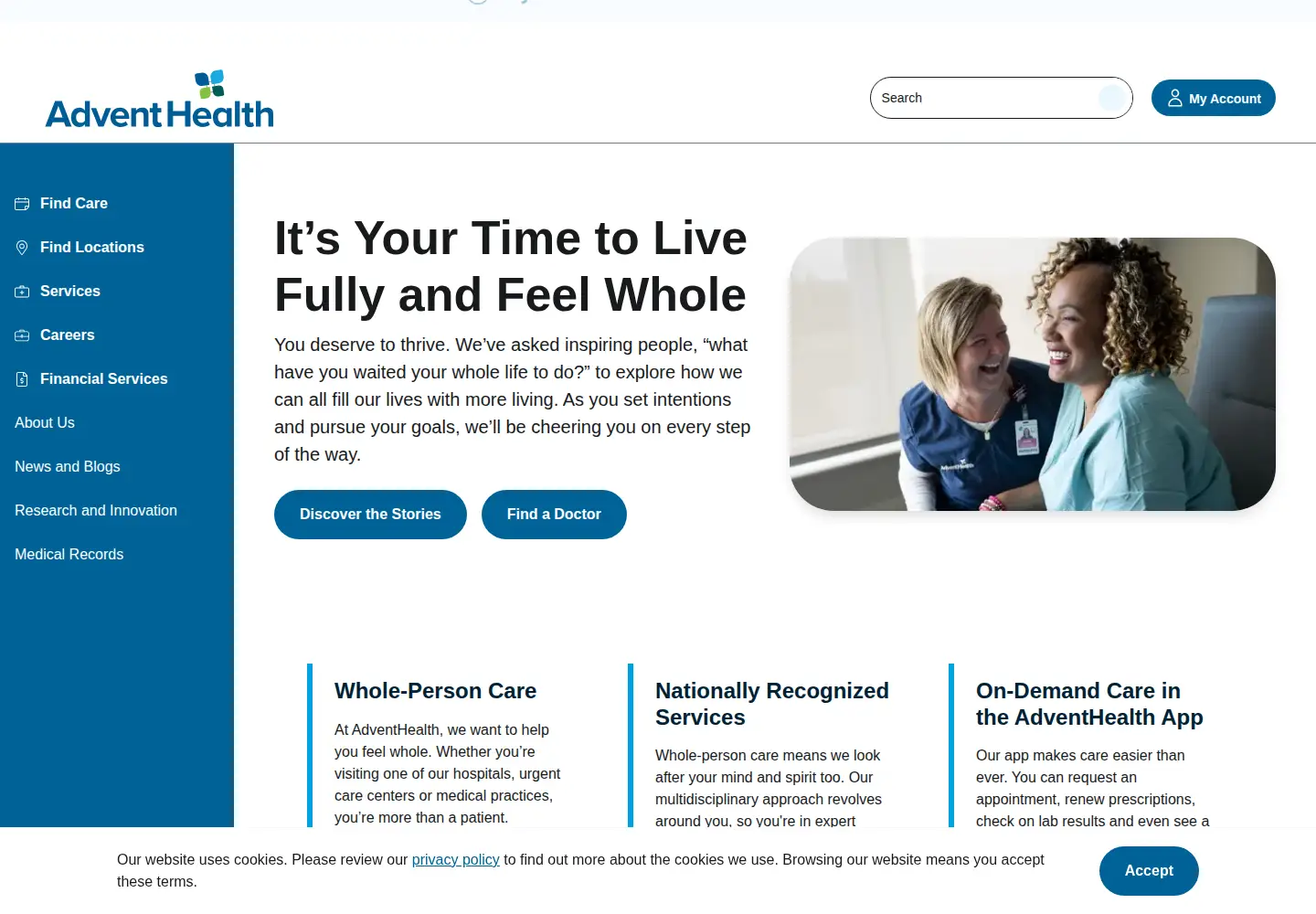 Screenshot of adventhealth.com