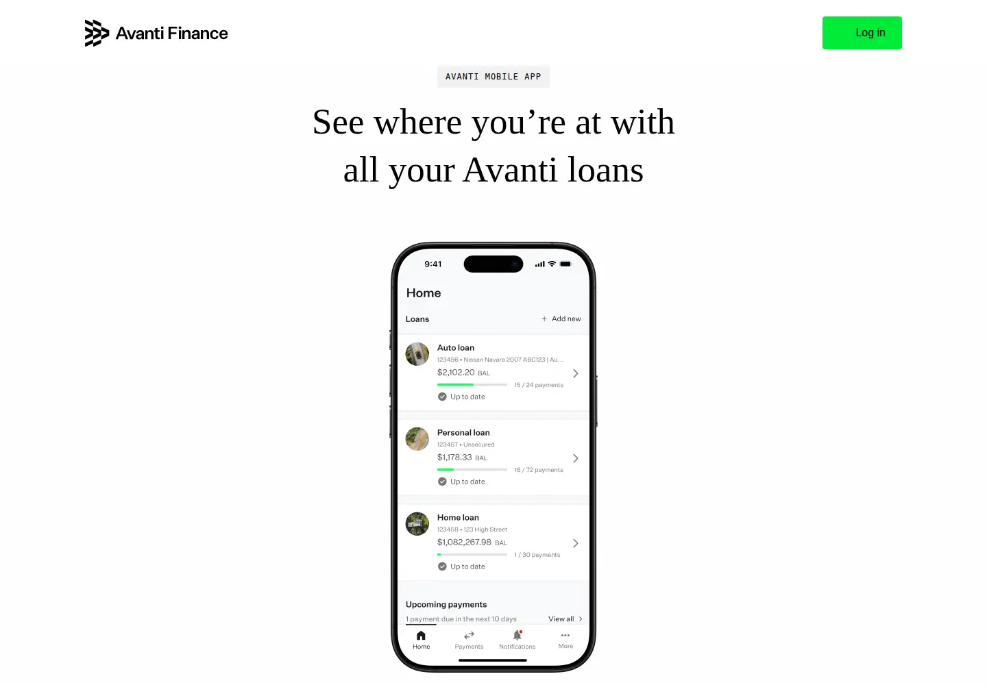 Screenshot of avantifinance.app
