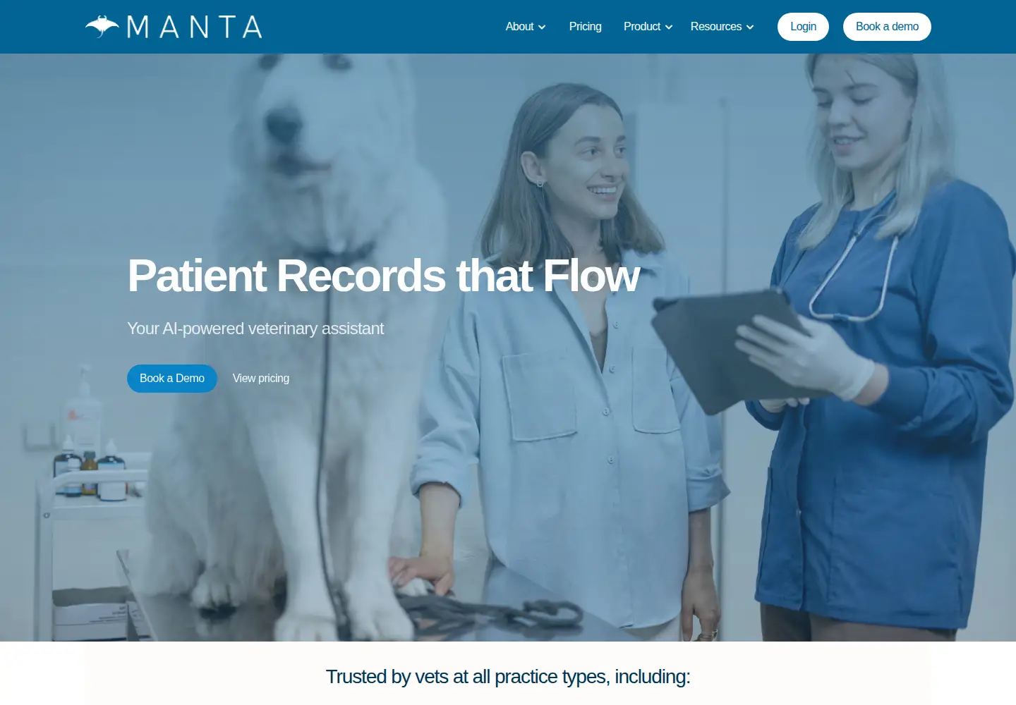 Captured homepage of manta.app in the current scan