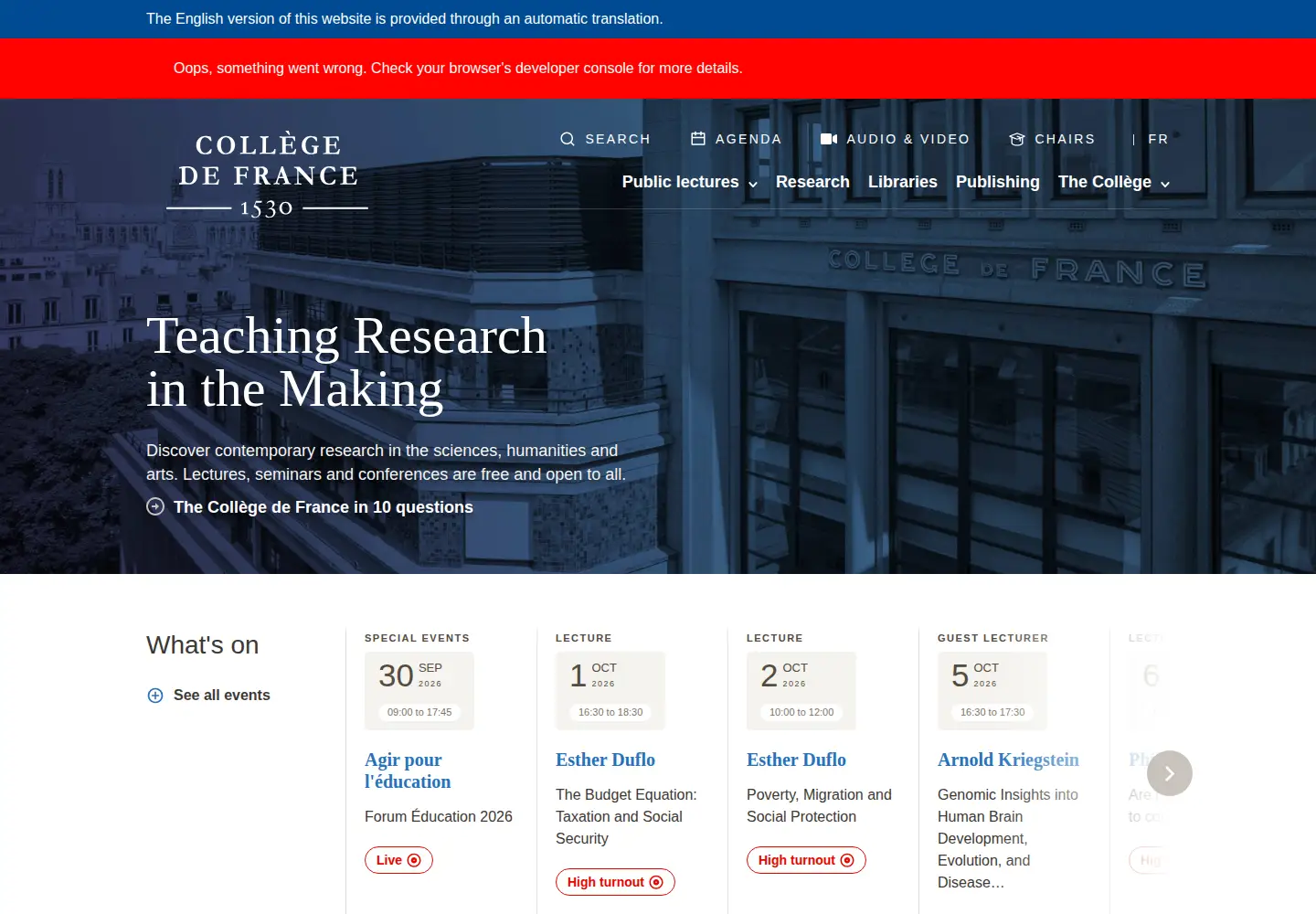 Screenshot of college-de-france.fr