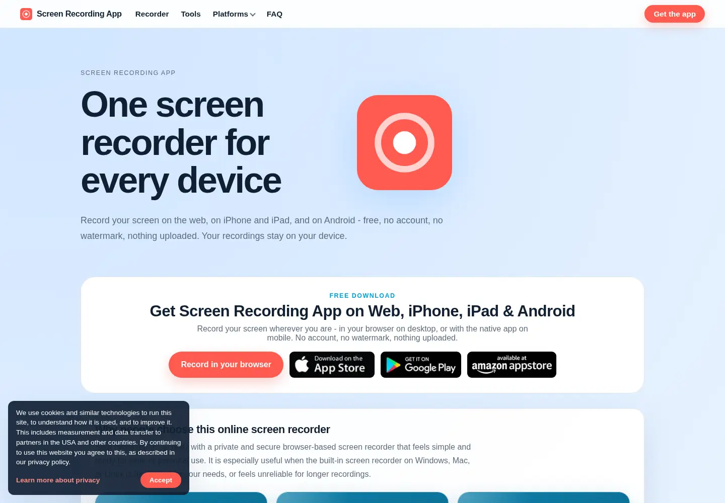 Screenshot of screenrecording.app