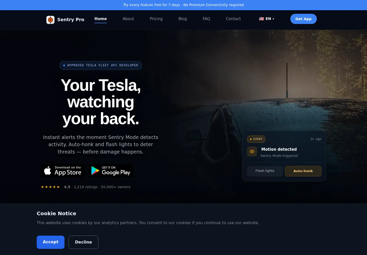 Captured homepage of sentrypro.app in the current scan