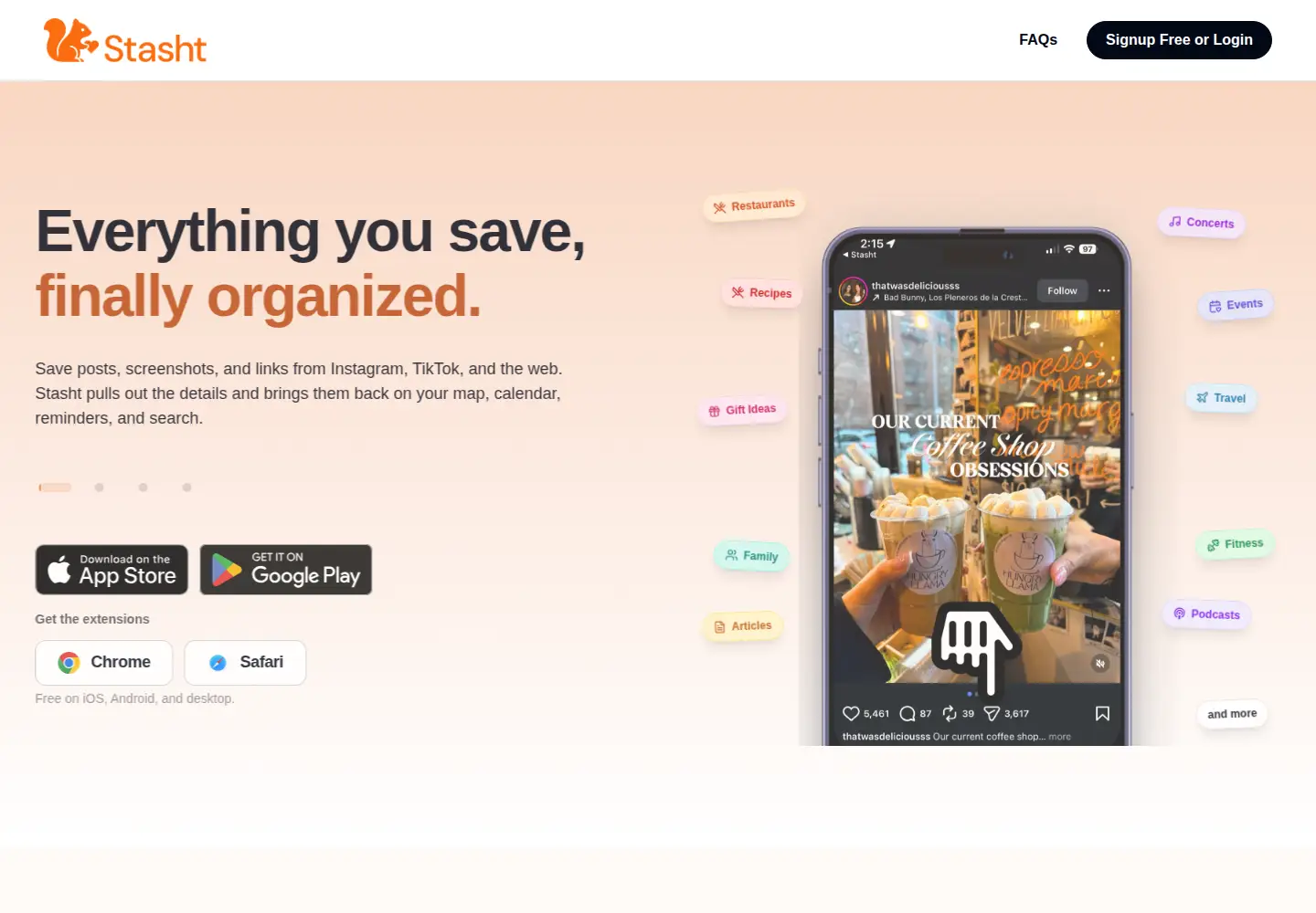 Screenshot of stasht.app