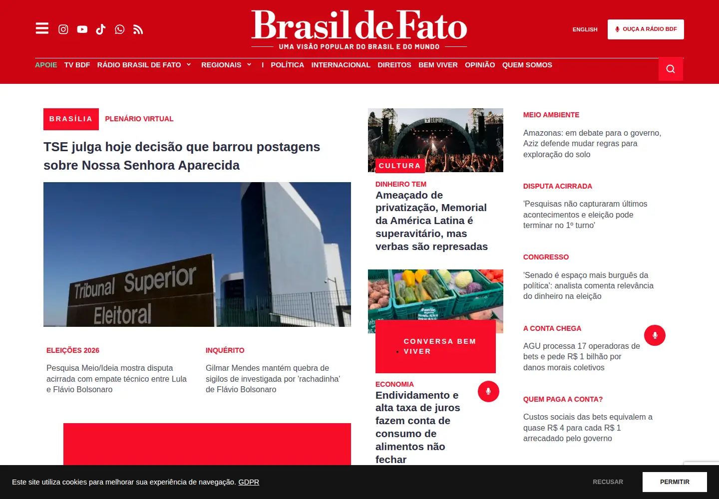 Screenshot of brasildefato.com.br