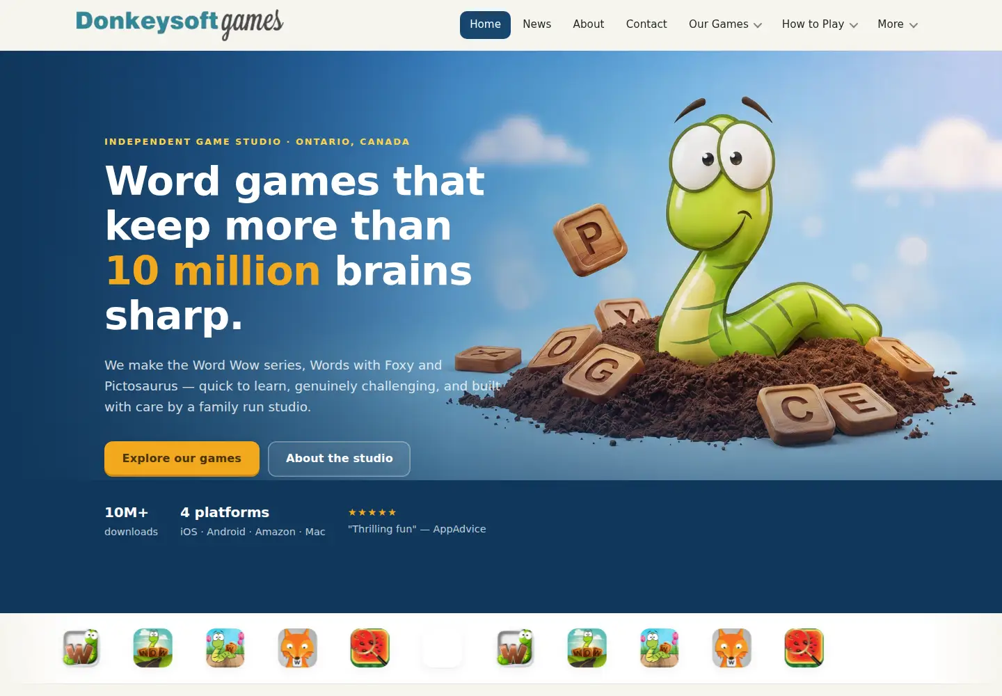 Captured homepage of donkeysoft.ca in the current scan