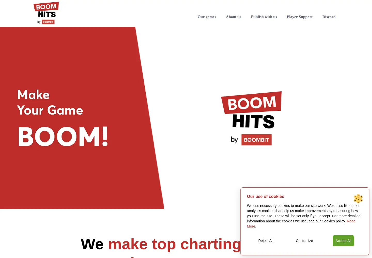 Captured homepage of boomhits.com in the current scan