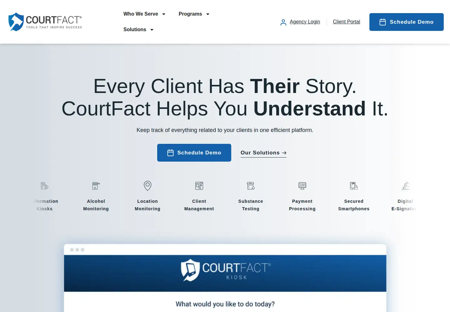 Captured homepage of courtfact.com in the current scan