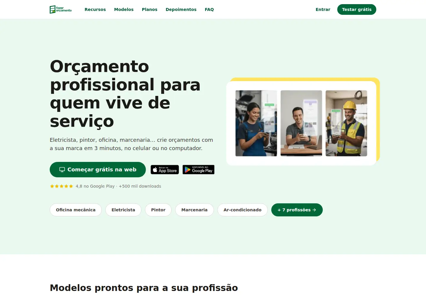 Screenshot of fazerorcamento.com