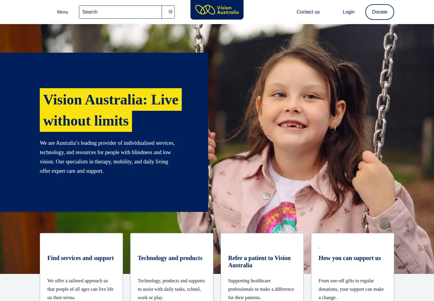Screenshot of visionaustralia.org