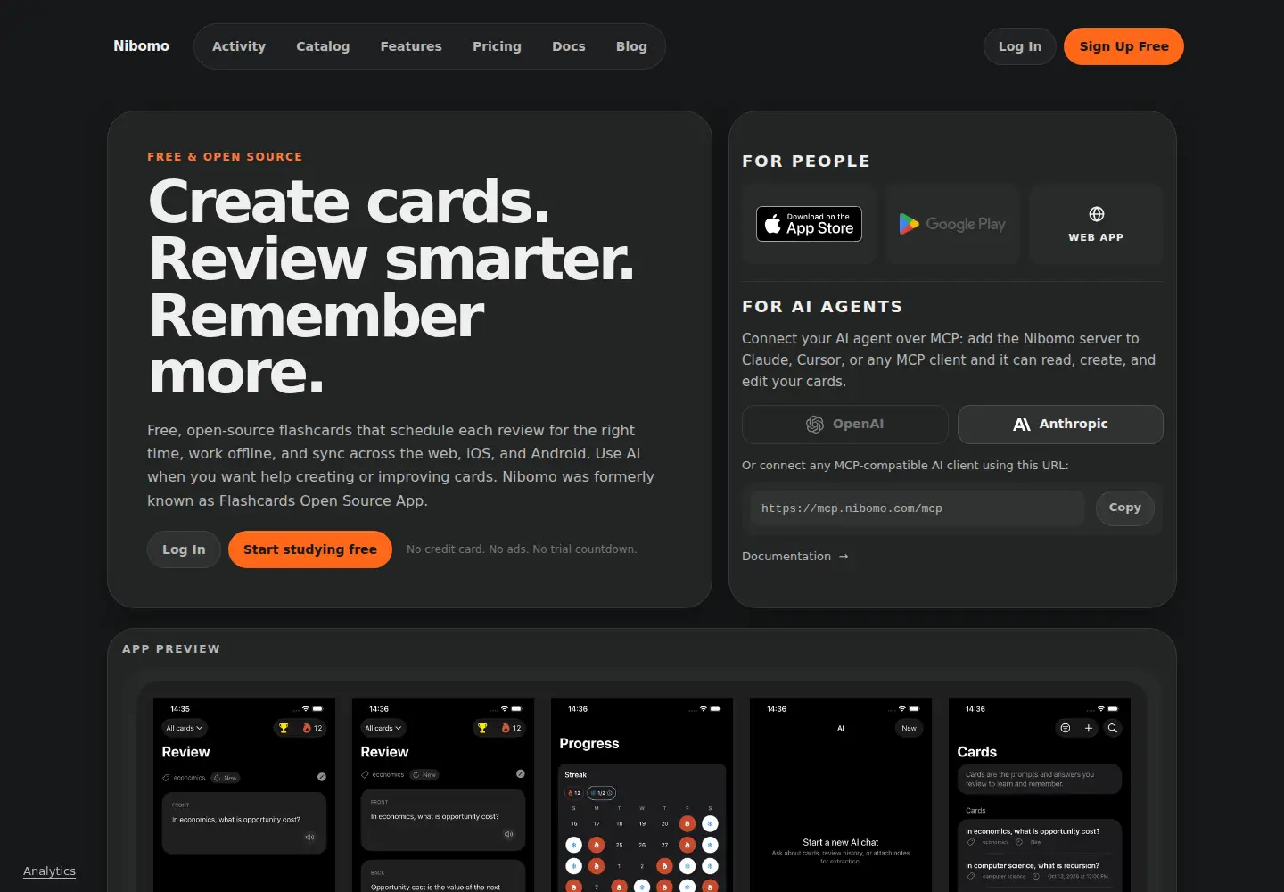 Captured homepage of flashcards-open-source-app.com in the current scan