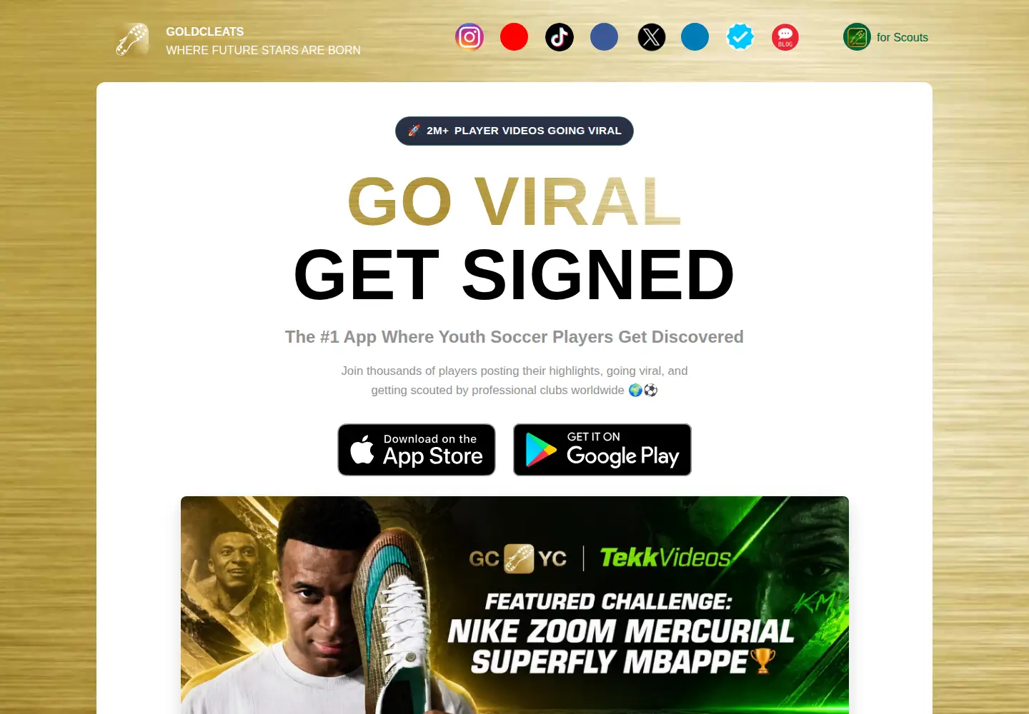 Captured homepage of goldcleats.com in the current scan