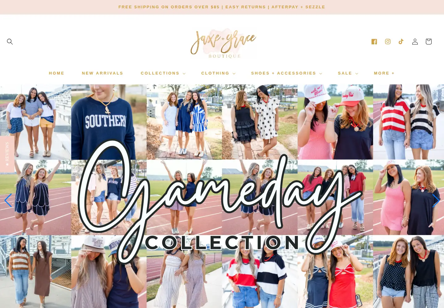 Captured homepage of jaxeandgraceboutique.com in the current scan