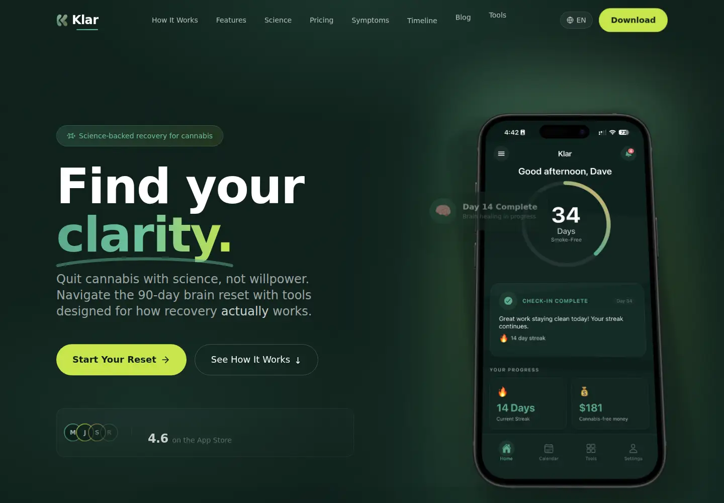 Screenshot of liveklar.com