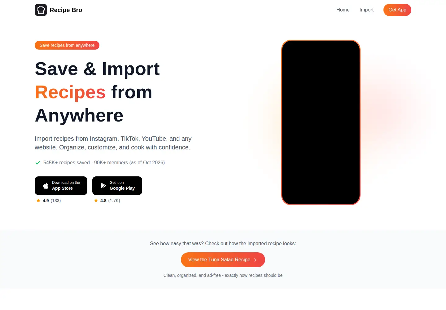 Screenshot of recipebro.com